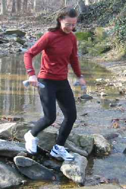 Negotiating one of the two stream crossings per lap