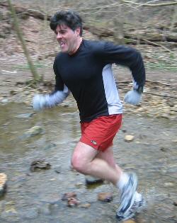 Crossing the stream in Potomac Overlook Park