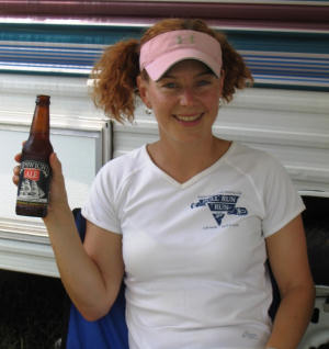 Photo: Kirstin drinking beer